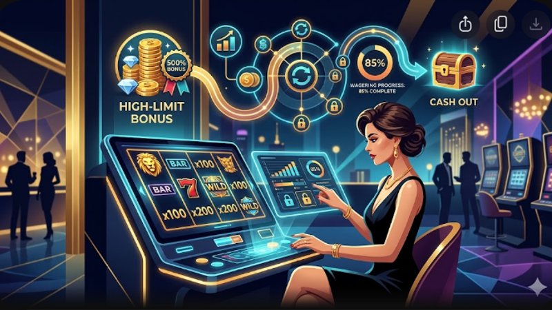 Современная иллюстрация с игровыми слотами и символами ставок для статьи о вейджерах в казино